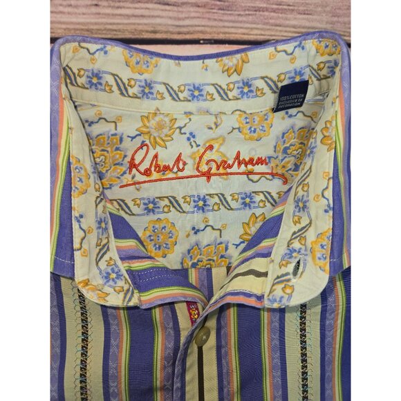 $178 Robert Graham Mens Striped Contrast Long Sleeve Shirt XL - Picture 7 of 10